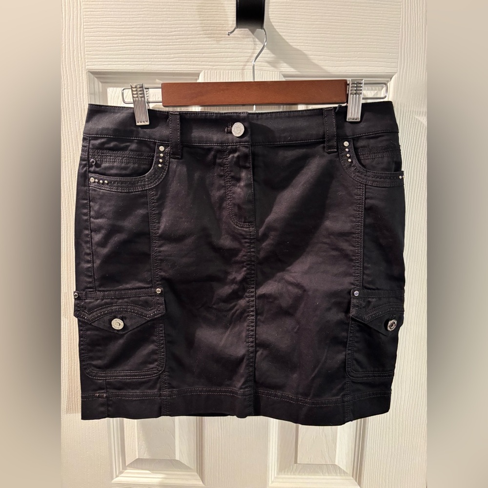 White House Black Market Black Skirt with Stud Accents